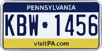PA license plate KBW1456