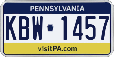 PA license plate KBW1457
