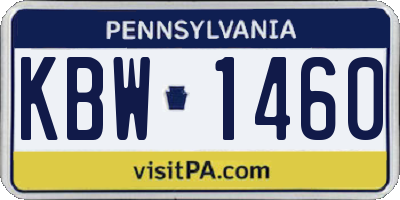 PA license plate KBW1460