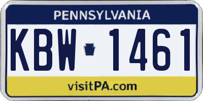 PA license plate KBW1461