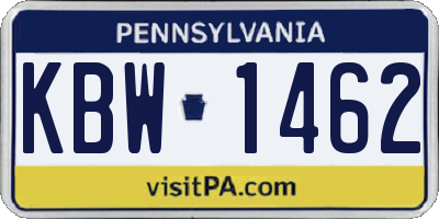 PA license plate KBW1462