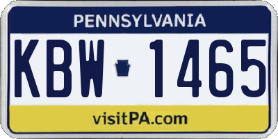 PA license plate KBW1465