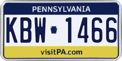 PA license plate KBW1466