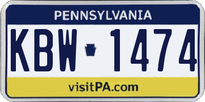 PA license plate KBW1474
