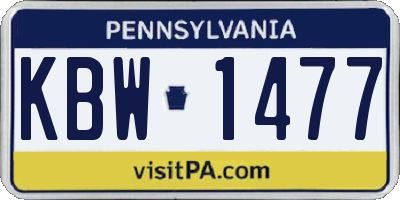 PA license plate KBW1477