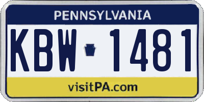 PA license plate KBW1481