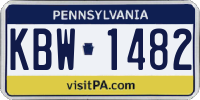 PA license plate KBW1482