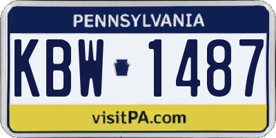 PA license plate KBW1487