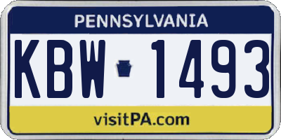 PA license plate KBW1493