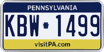 PA license plate KBW1499
