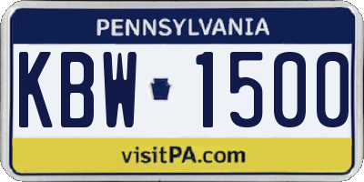 PA license plate KBW1500