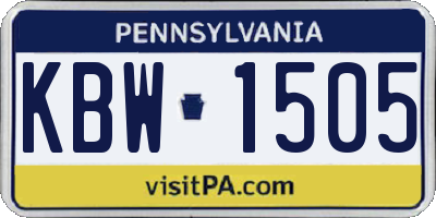 PA license plate KBW1505