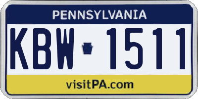 PA license plate KBW1511