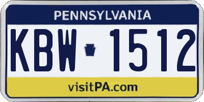 PA license plate KBW1512