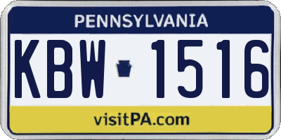 PA license plate KBW1516