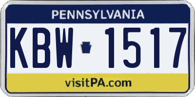 PA license plate KBW1517