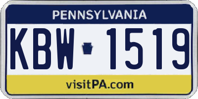 PA license plate KBW1519