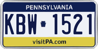 PA license plate KBW1521