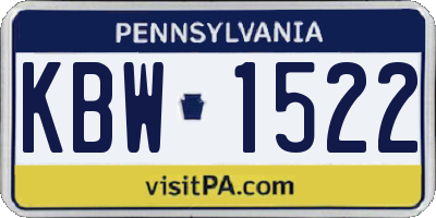 PA license plate KBW1522