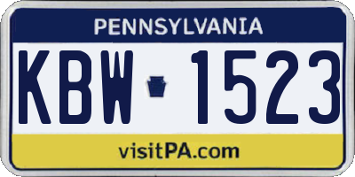 PA license plate KBW1523