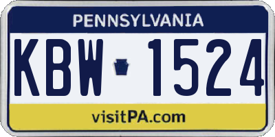 PA license plate KBW1524