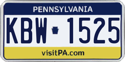 PA license plate KBW1525