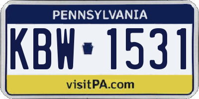 PA license plate KBW1531