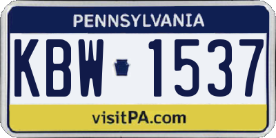 PA license plate KBW1537
