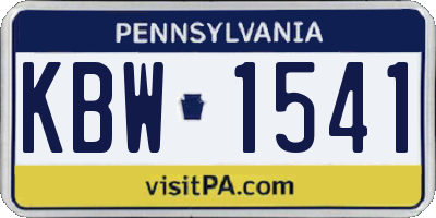 PA license plate KBW1541