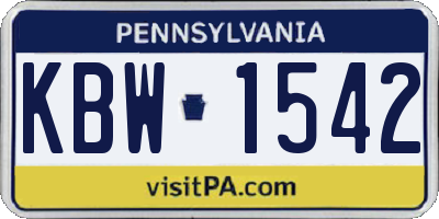PA license plate KBW1542