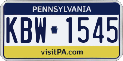 PA license plate KBW1545
