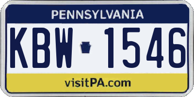 PA license plate KBW1546
