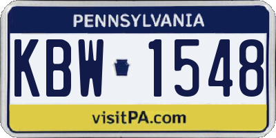 PA license plate KBW1548