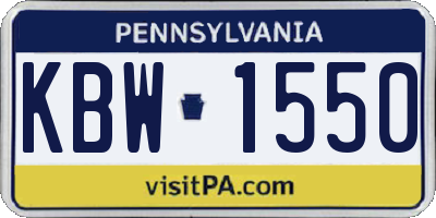 PA license plate KBW1550