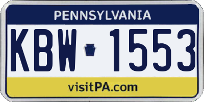 PA license plate KBW1553