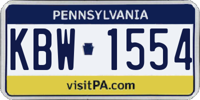 PA license plate KBW1554