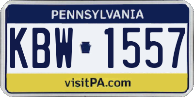 PA license plate KBW1557