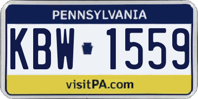 PA license plate KBW1559