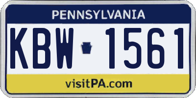 PA license plate KBW1561