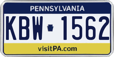 PA license plate KBW1562