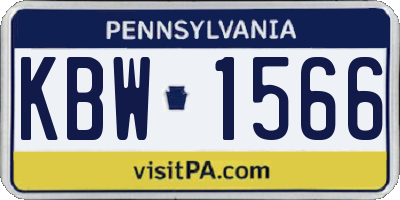 PA license plate KBW1566