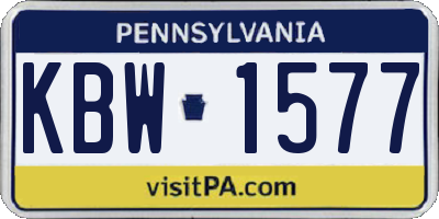 PA license plate KBW1577