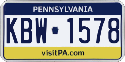 PA license plate KBW1578
