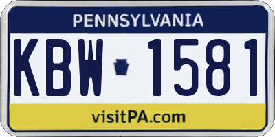 PA license plate KBW1581