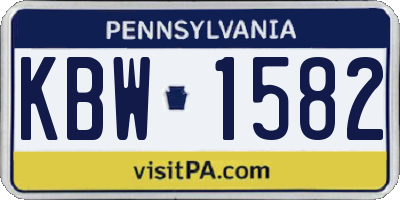 PA license plate KBW1582
