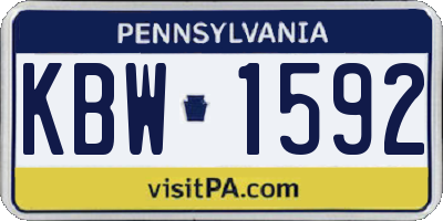 PA license plate KBW1592