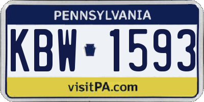 PA license plate KBW1593