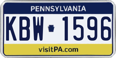PA license plate KBW1596