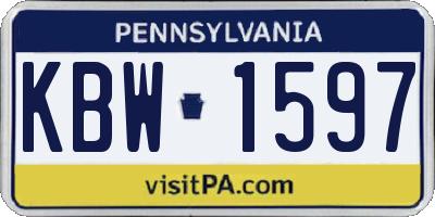 PA license plate KBW1597