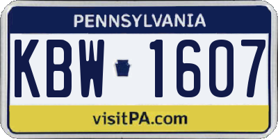 PA license plate KBW1607